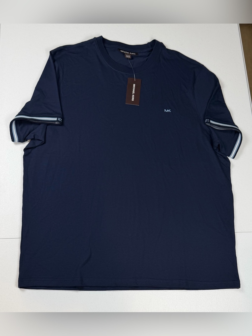 MICHAEL KORS Men's Short Sleeves Crew Neck T-shirt 100% Cotton Navy Size XL NWT